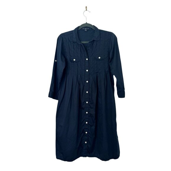 GAP Navy Blue Button Front Shirt Dress - Picture 3 of 5